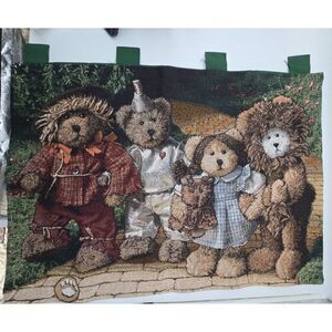Wizard Of Oz Bear Tapestry Wall Hanging W Green fabric backing  Loops for hangin